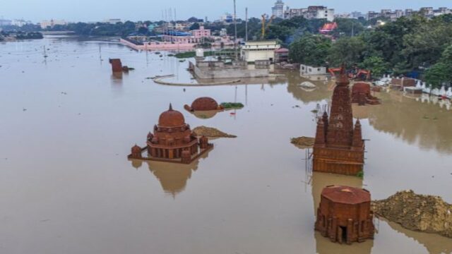 Bihar flood-affected area showing rising waters in the region.